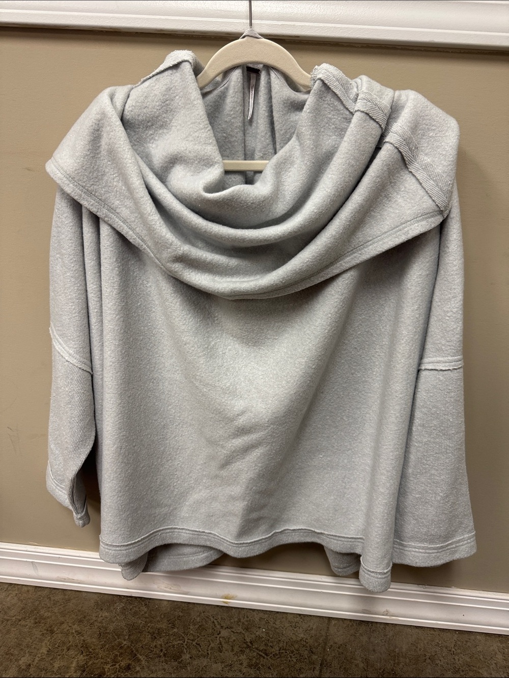 Free People Light Gray Hooded Cowl Sweater